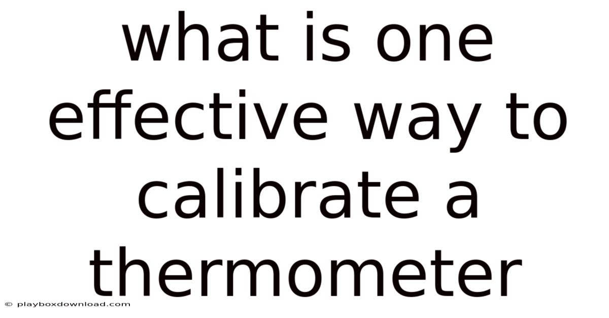 What Is One Effective Way To Calibrate A Thermometer