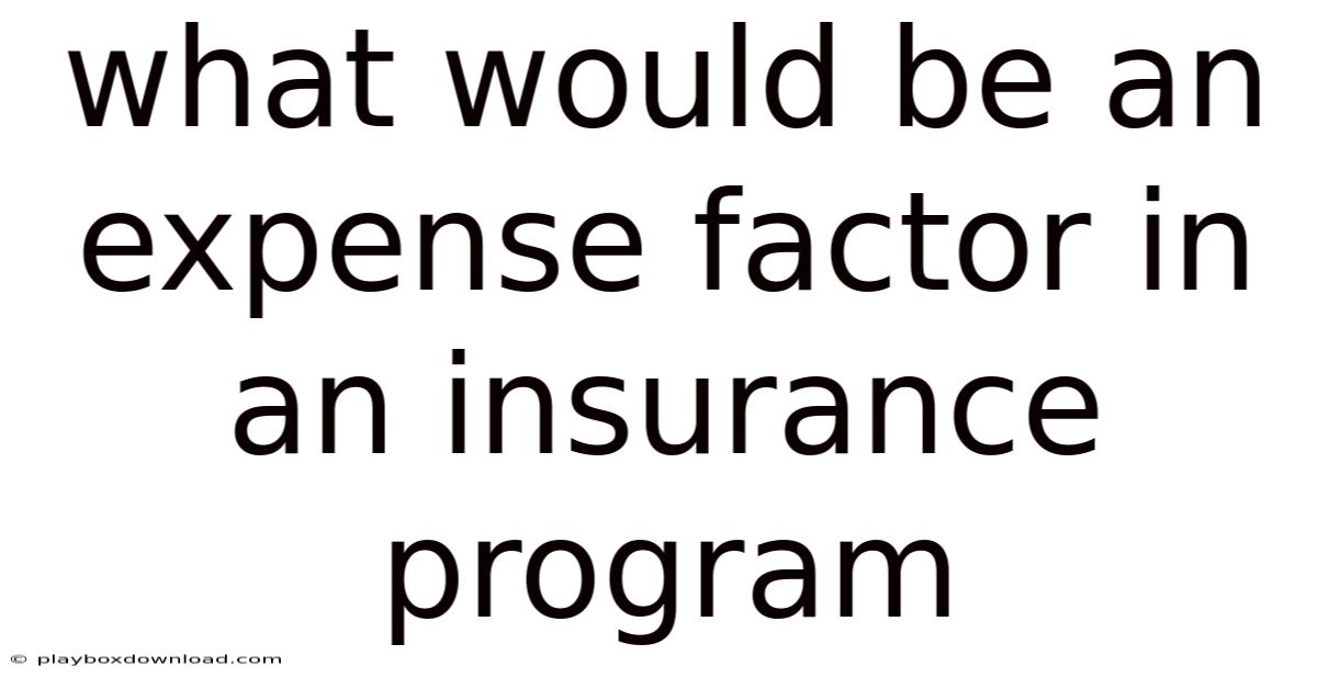 What Would Be An Expense Factor In An Insurance Program