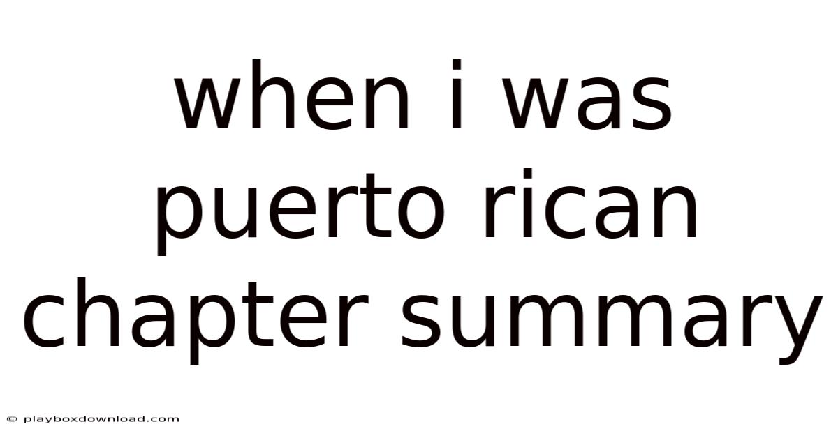 When I Was Puerto Rican Chapter Summary