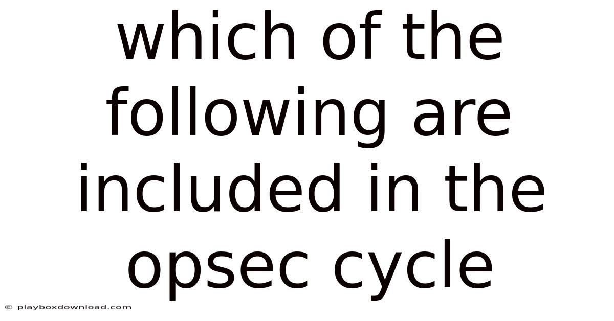 Which Of The Following Are Included In The Opsec Cycle