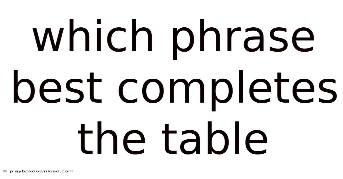 Which Phrase Best Completes The Table